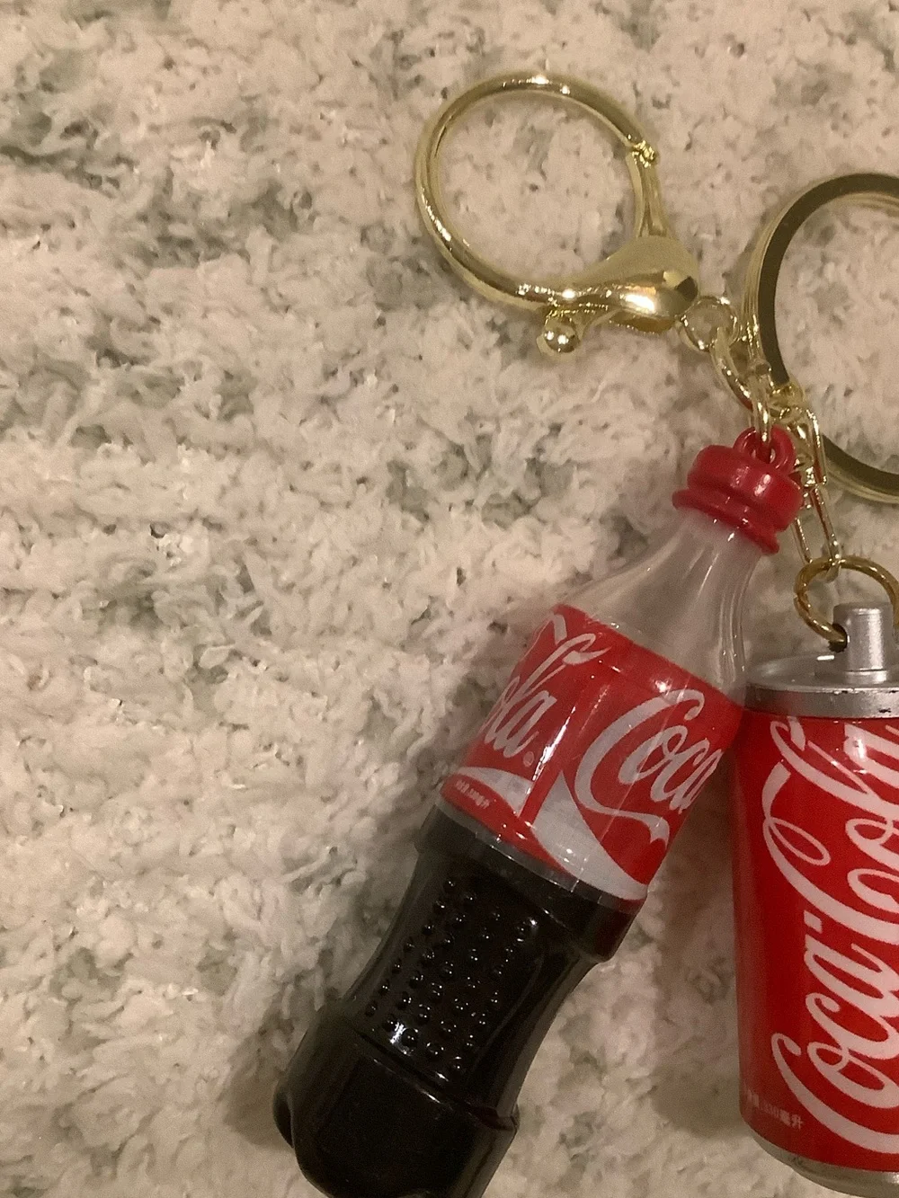 Coca Cola Red Bottle and Can Keychain Set NWT 4.5x2”